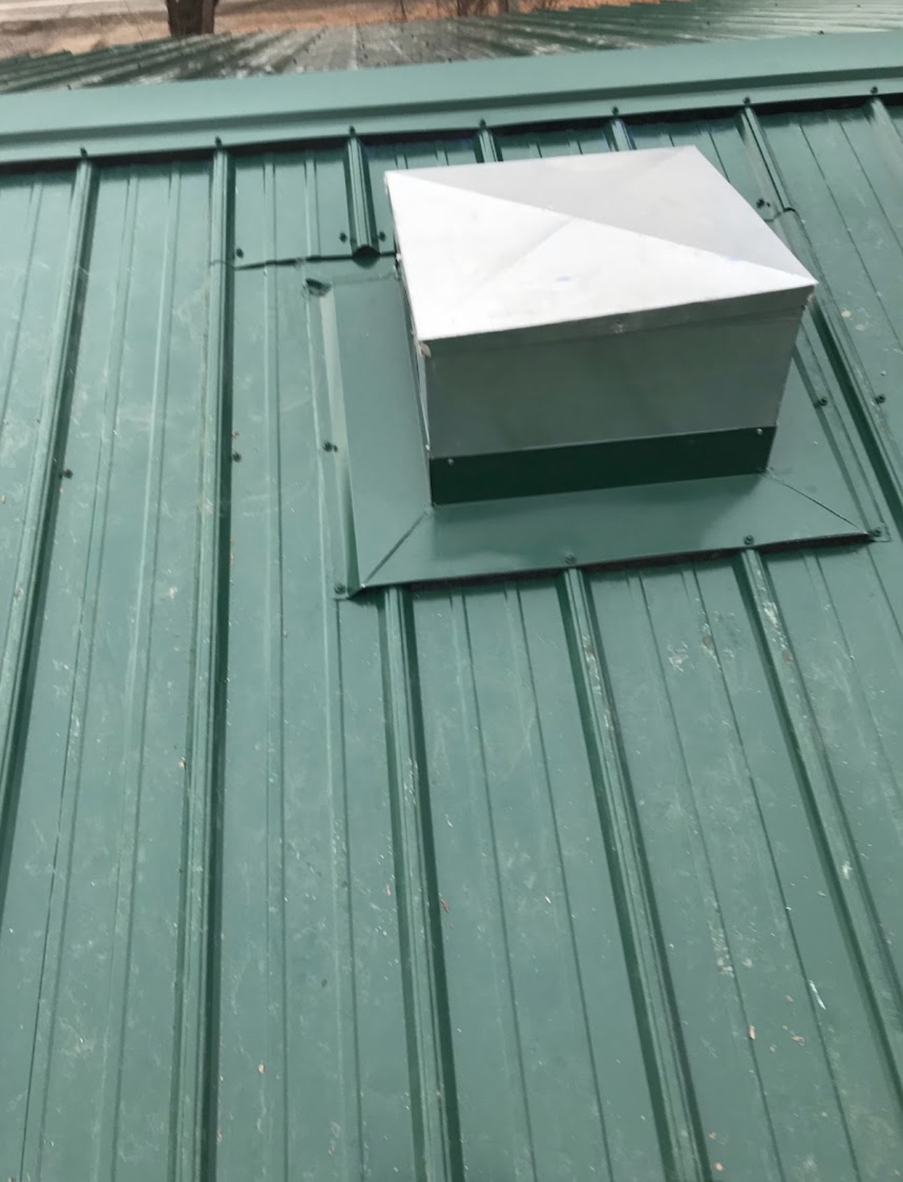 Green metal roof detail